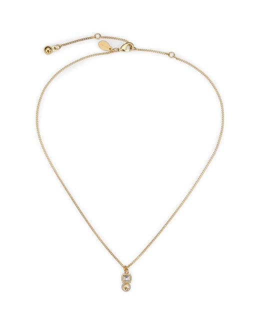 Jimmy Choo Metallic Faux Pearl Cube Logo Pendant Necklace