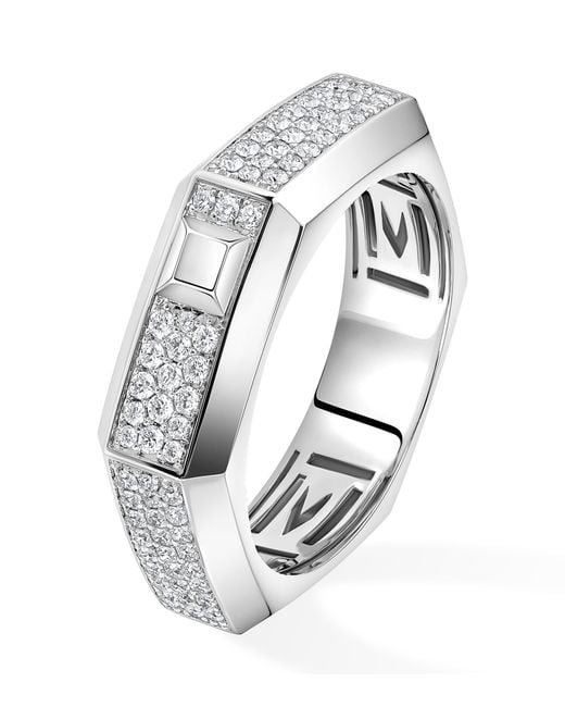 Messika White Moderniste And Diamond Medium Pavé Ring