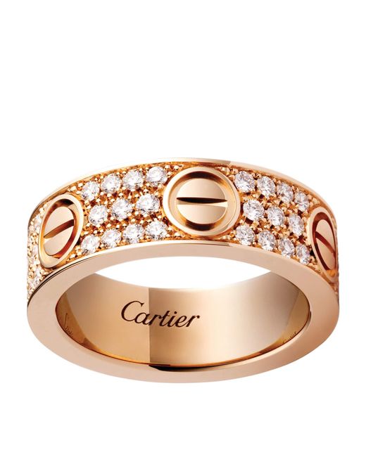 Cartier Metallic Rose And Diamond-Paved Love Ring
