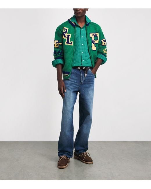 Polo Ralph Lauren Green Cotton Poplin Check Polo Pony Shirt for men