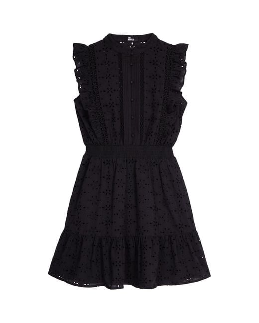 The Kooples Black Broderie Anglaise Mini Dress