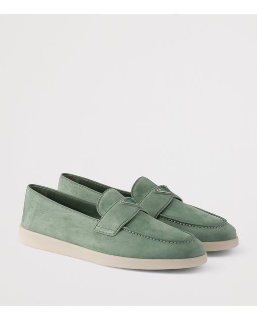 Prada Green Suede Loafers for men