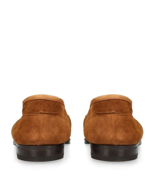 John Lobb Brown Suede Bath Loafers for men