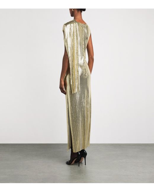 Rabanne Metallic Chainmail Cape-Detail Gown