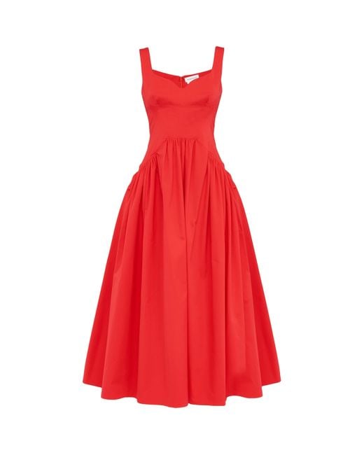 Alexander McQueen Red Bustier Midi Dress