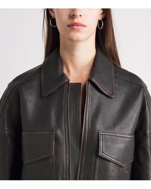 Staud Black Eugene Distressed Leather Jacket