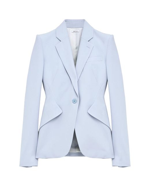 Alexander McQueen Blue Single-Breasted Blazer