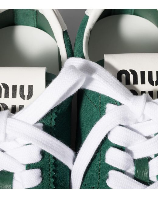 Miu Miu Green Suede Plume Sneakers