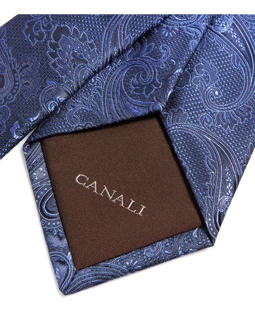 Canali Blue Silk Paisley Tie for men