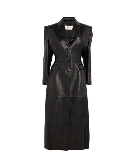 Magda Butrym Black Leather Hourglass Trench Coat