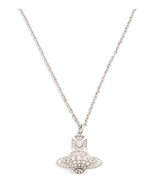Vivienne Westwood Metallic Platinum-plated Brass And Crystal Natalina Pendant Necklace