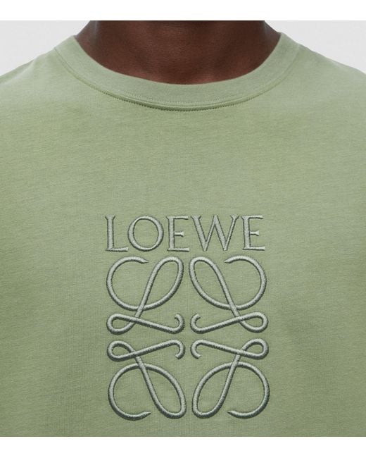 Loewe Green Embroidered Logo T-shirt for men