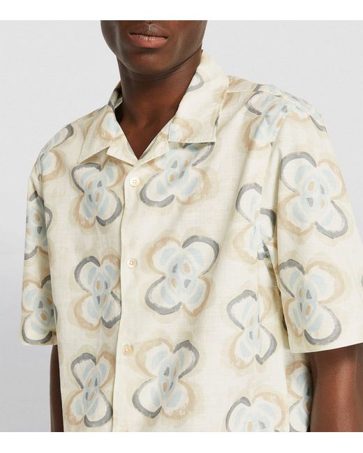 NN07 White Floral Print Ole Shirt for men