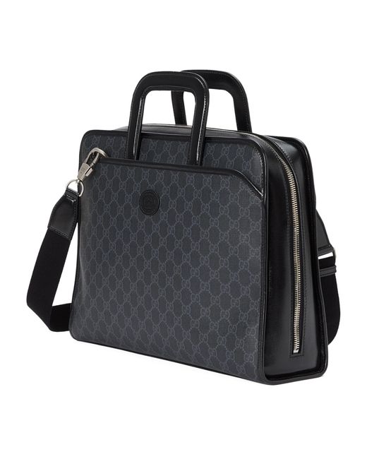 Gucci Black Leather Gg Supreme Briefcase for men