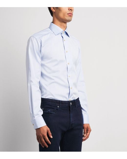 Eton of Sweden Blue Supima Cotton Check Slim Fit Shirt for men