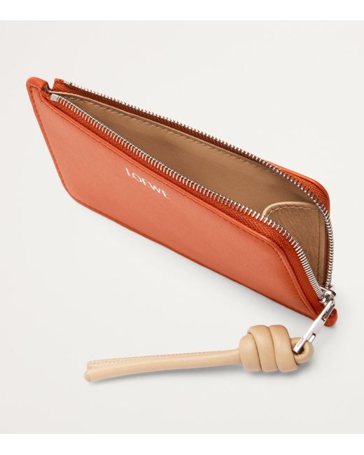 Loewe Orange Leather Knot Coin And Card Holder