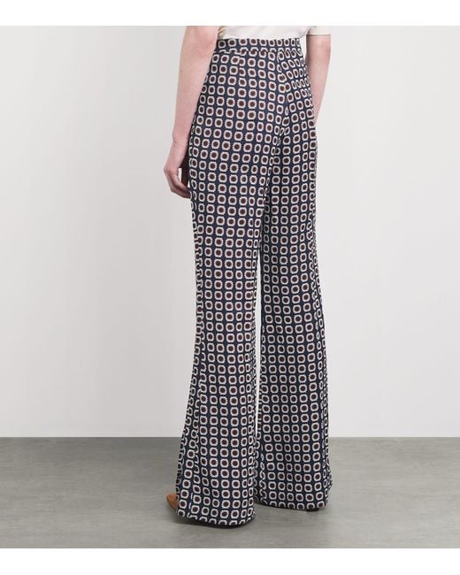 Sandro Gray Floral Print Flared Trousers