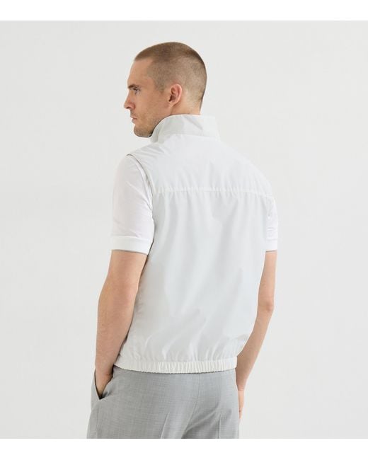 Brunello Cucinelli White Water-Resistant Crest Reversible Gilet for men