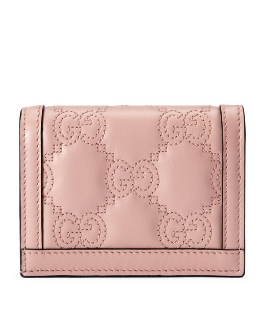 Gucci Pink Matelassé Leather Gg Bifold Wallet