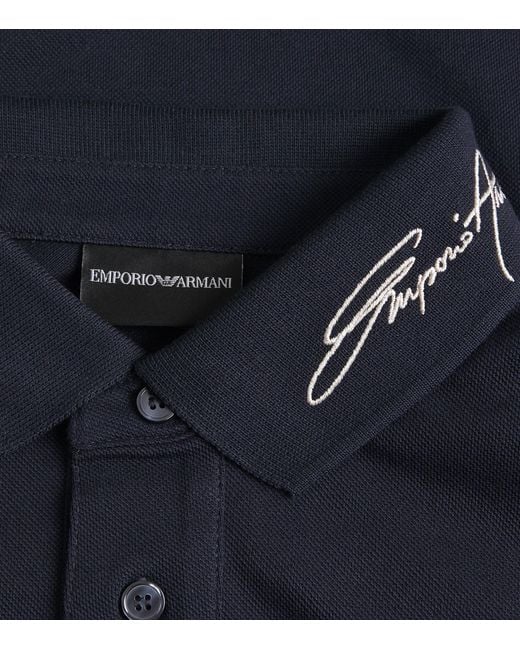 Emporio Armani Blue Cotton Piqué Signature Polo Shirt for men