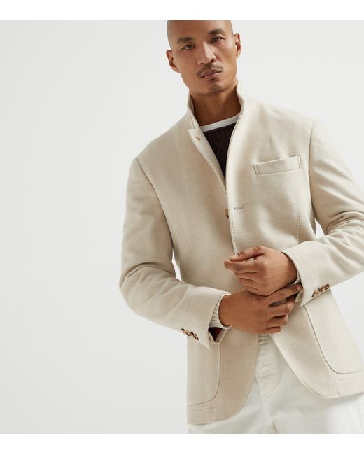 Brunello Cucinelli White Cashmere Coat for men