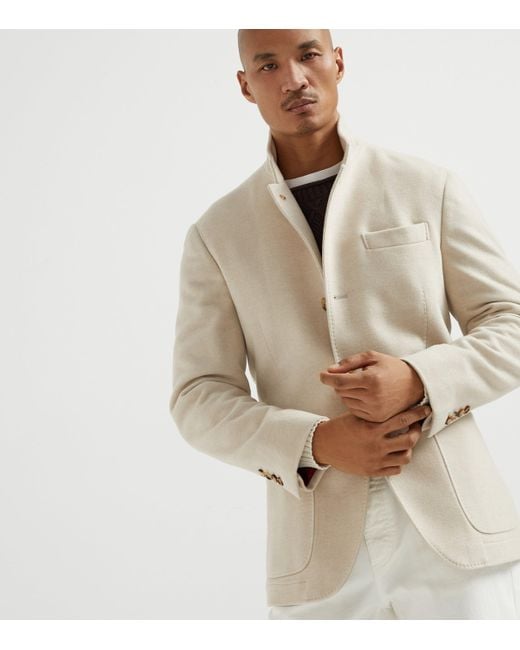 Brunello Cucinelli White Cashmere Coat for men