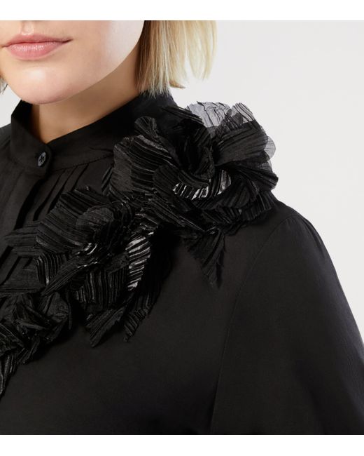 Marina Rinaldi Black Floral-Detail Fieno Shirt