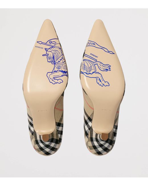 Burberry Metallic Linen Check Dame Pumps 90