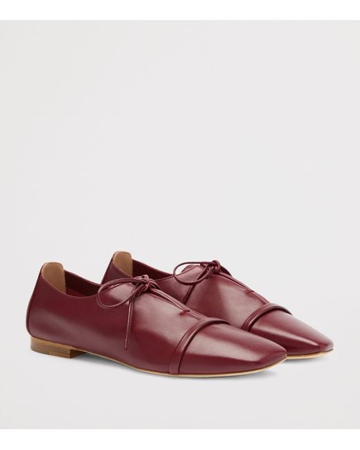 Malone Souliers Red Nappa Leather Lace-Up Jean Flats