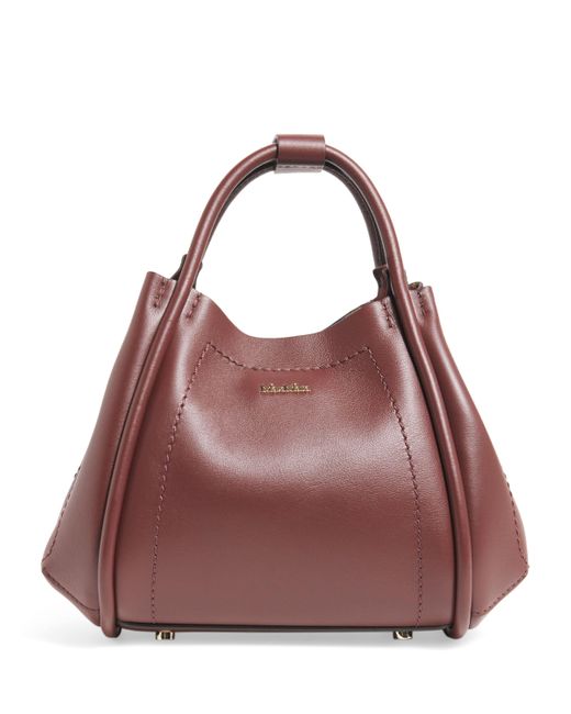 Max Mara Brown Extra-Small Leather Marine Top-Handle Bag
