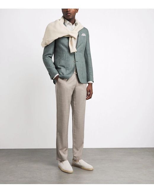 Canali Gray Wool-Silk-Linen Unlined Blazer for men