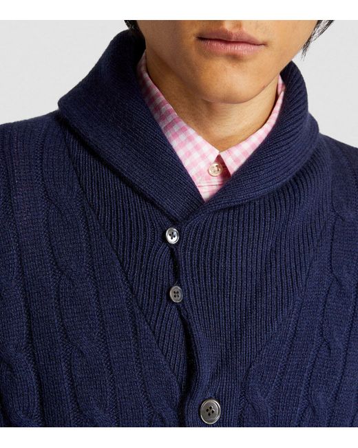 Polo Ralph Lauren Blue Cashmere Shawl Collar Cardigan for men