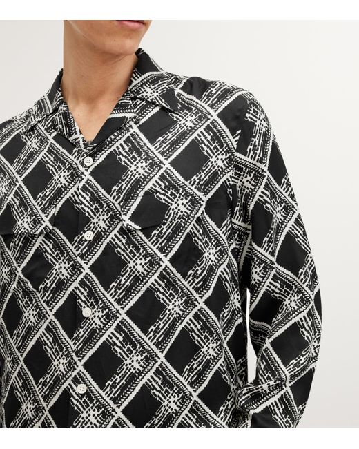 AllSaints Black Grid Print Shirt for men