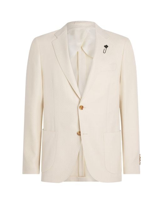 Lardini Natural Wool-Cotton Patch Pocket Blazer for men