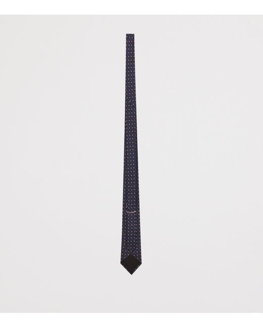 Saint Laurent White Silk Geometric-Pattern Tie for men