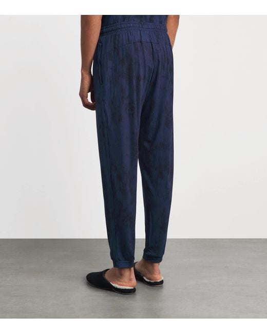 Derek Rose Blue Printed London Lounge Trousers for men