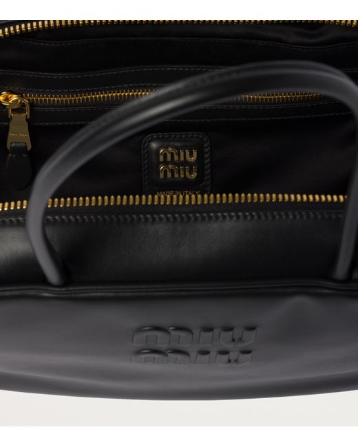 Miu Miu Black Leather Beau Top-Handle Bag