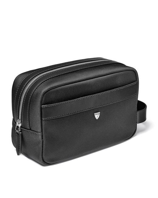Aspinal Black Logo-Detail Wash Bag for men