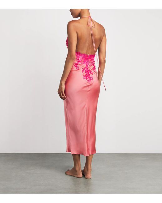 Torlowei Pink Silk Tokoni Midi Slip Dress