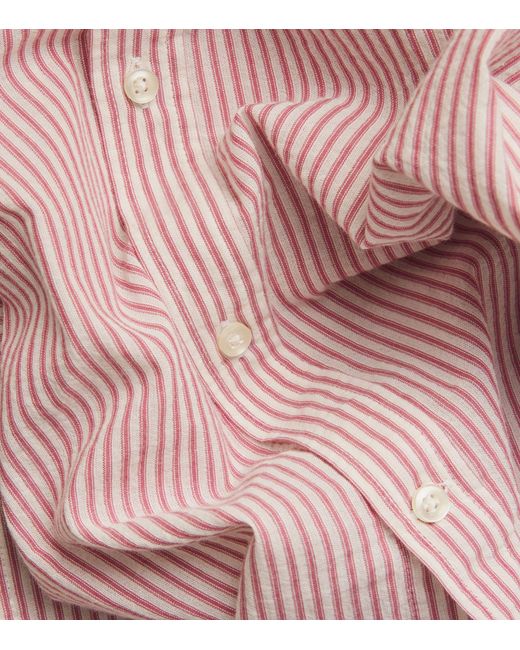Officine Generale Pink Cotton Striped Shirt for men
