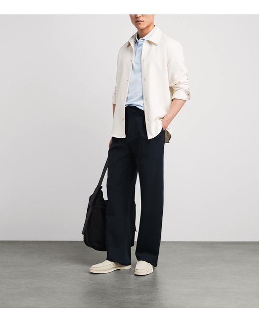 Boss Blue Linen-Cotton Polo Shirt for men