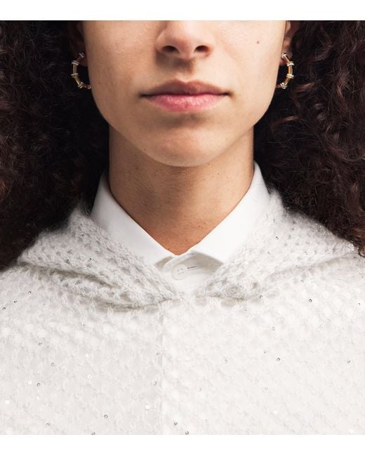 L'Atelier Nawbar White And Diamond Warrior N*93 Hoop Earrings