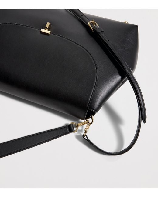 Totême Black Calfskin T-Lock Satchel Bag