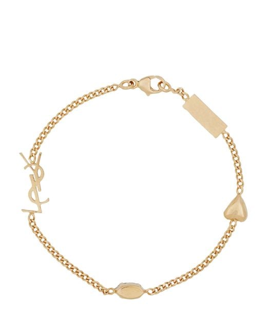 Saint Laurent Metallic Logo Charm Bracelet