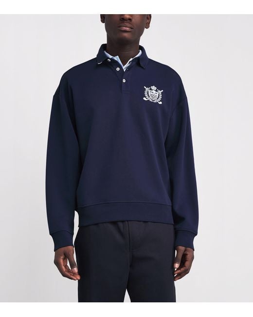 Ralph Lauren Blue Logo Embroidered Sweatshirt for men
