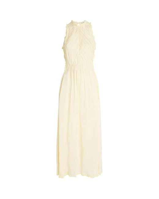 Sandro White Linen-Blend Maxi Dress