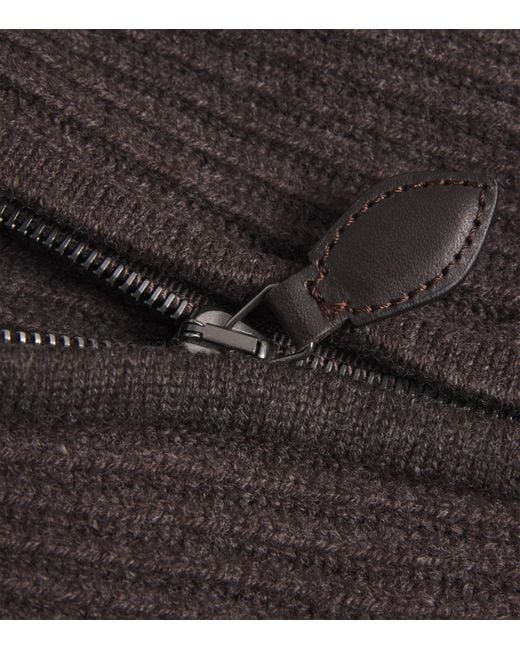 James Purdey & Sons Brown Wool-Cashmere Quarter-Zip Clifford Sweater for men