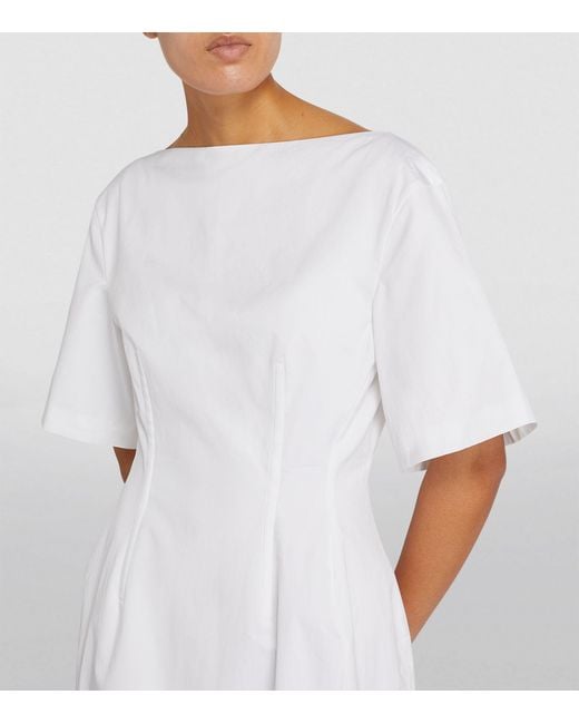 Carven White Boat-neck Midi Dress