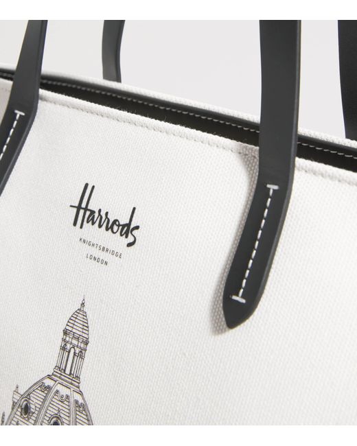 Harrods White Building Landscape Shopper Bag