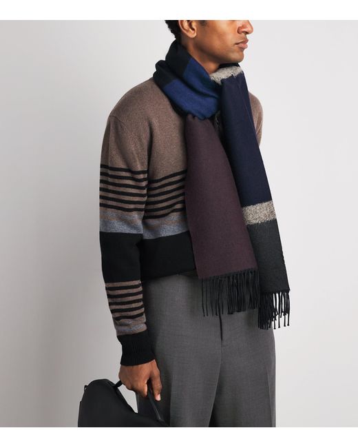 Paul Smith Green Bouclé Stripe Scarf for men